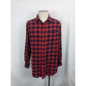 Buffalo Plaid Flannel Shirt Red Black Grunge Lumberjack Cabincore Croft & Barrow